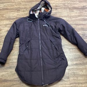 Womens Columbia brown quilted hooded jacket medium